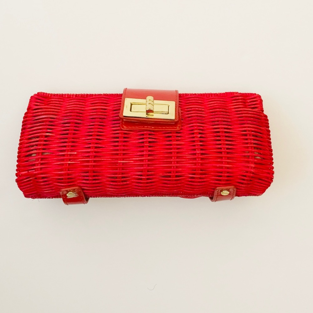 J. Crew Red Straw Clutch Purse